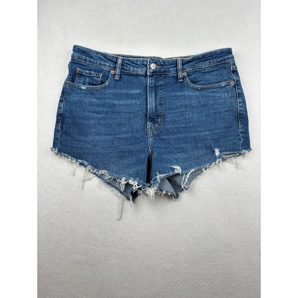 Old Navy Denim Shorts Womens 14 High Rise Raw Hem Straight